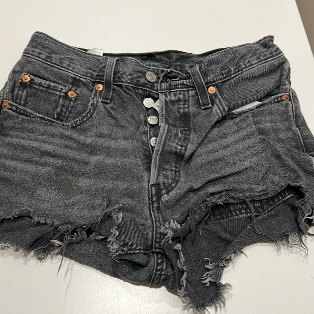 Levi 501 black jean shorts